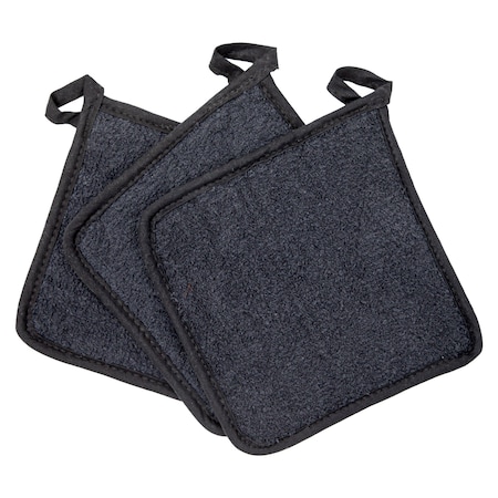 Monarch Cooks Linen Pot Holder 7x7 Black (12pk) POT-BLACK